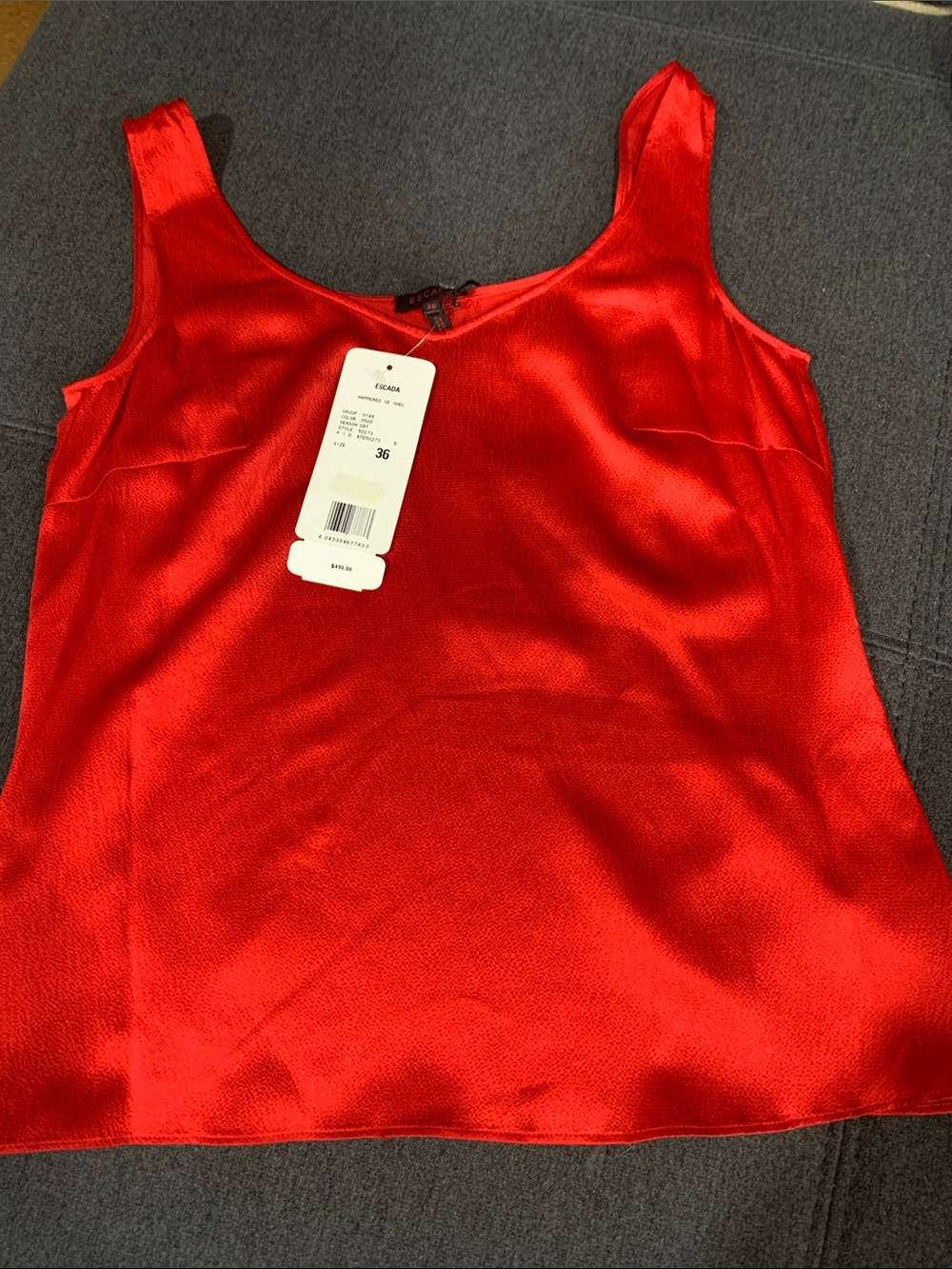 Escada Bright Red Satin Shell Top